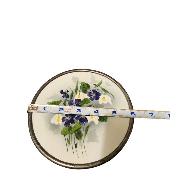 Vintage Porcelain Trivet With Hand-Painted Floral Design 6.5 Inches Antique Look - Picture 4 of 5